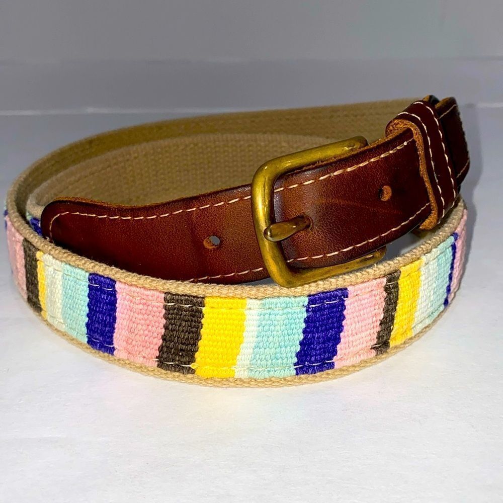 A Tail We Could Wag Cotton & Leather Belt, Handmade Size 40